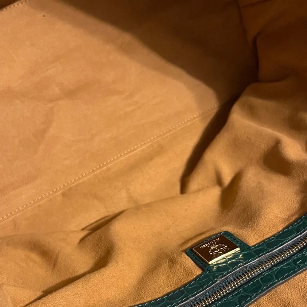 MCM 1st Lady Collection Teal Crocodile-Embossed Satchel